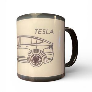Model X Tesla White & Black Ceramic Coffee Mug in Perfect Condition!